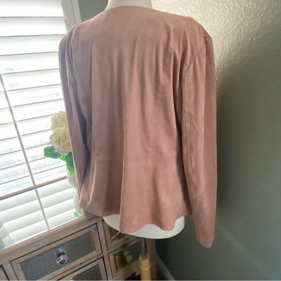 NWOT Anthropologie Hutch Draped Faux Suede Jacket Neutral Beige Large - Picture 15 of 16